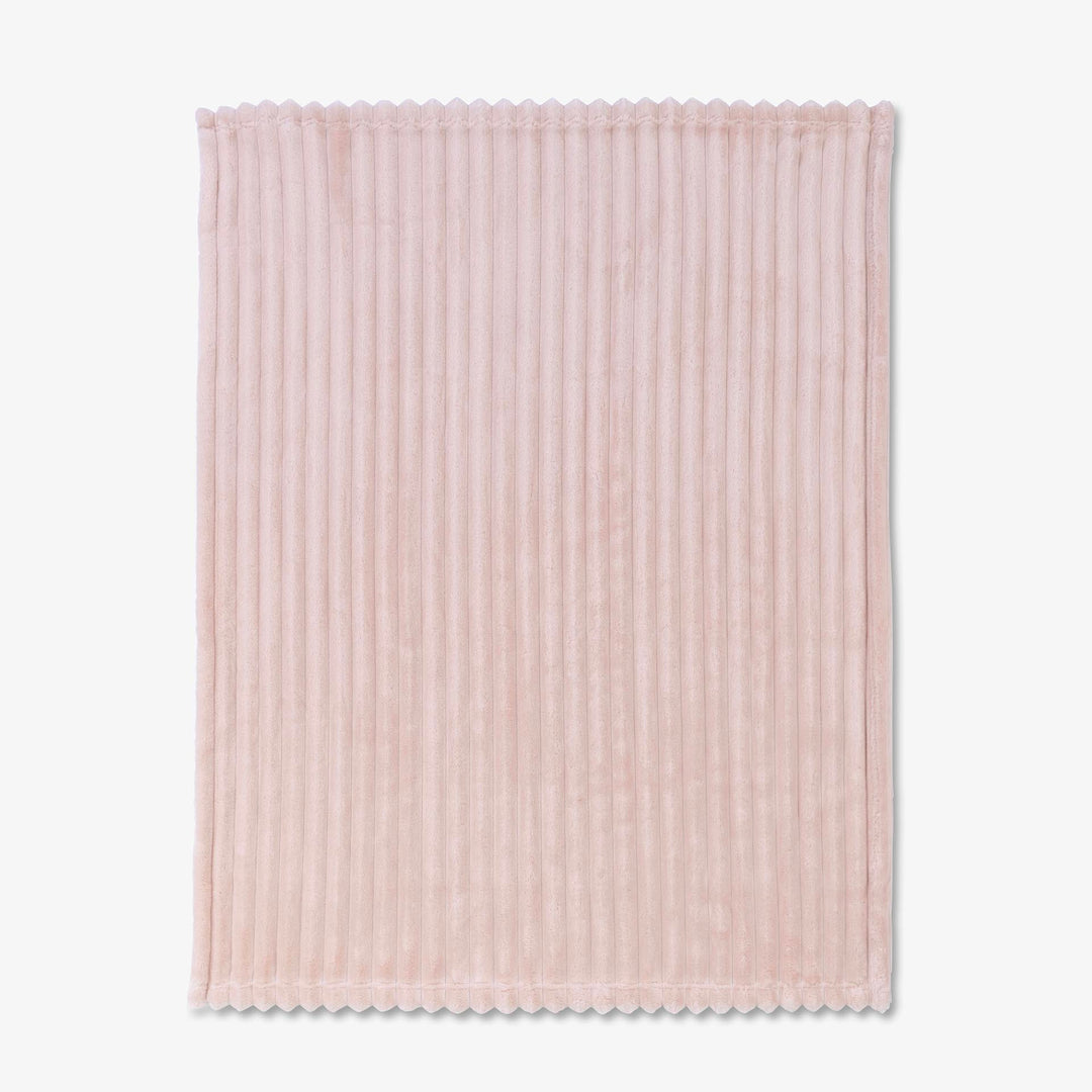 שמיכת קורל פליז לעגלה פסים ורוד