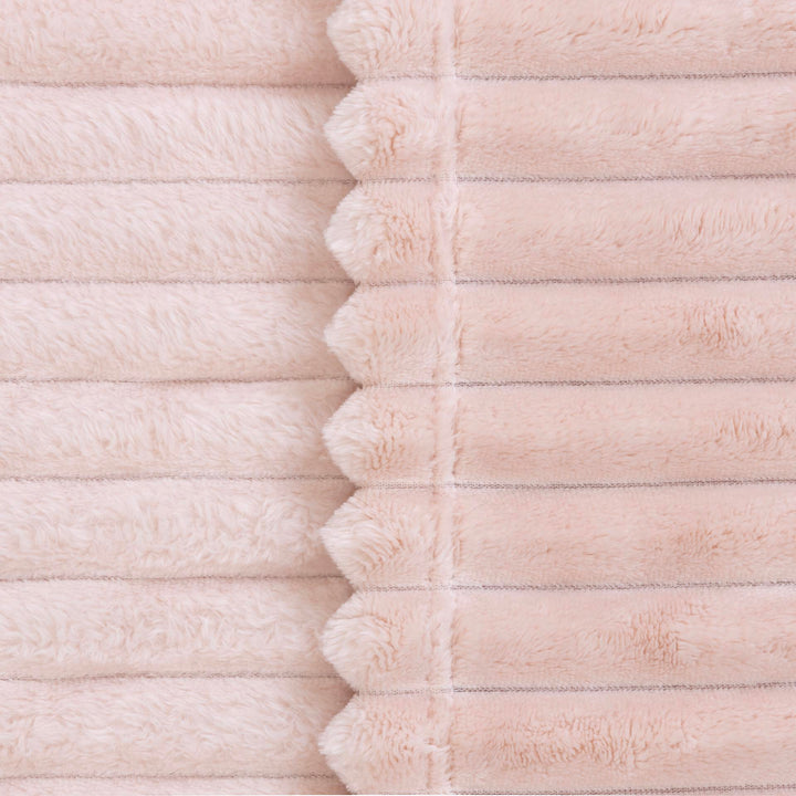 שמיכת קורל פליז לעגלה פסים ורוד