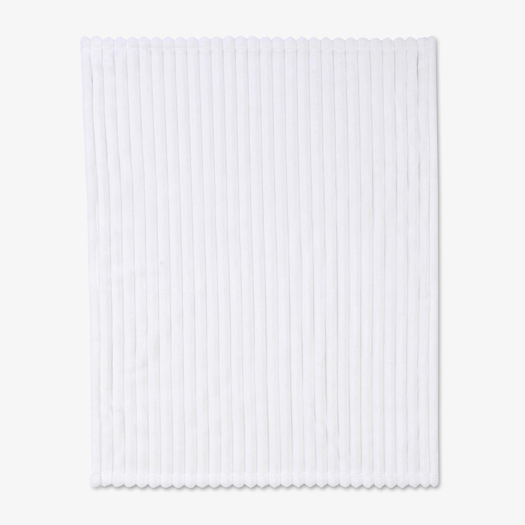 שמיכת קורל פליז לעגלה פסים שמנת