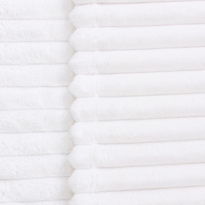 שמיכת קורל פליז לעגלה פסים שמנת