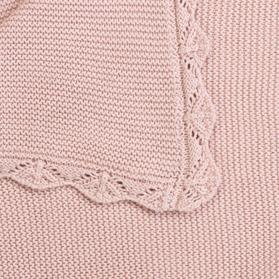 שמיכה סרוגה לעגלה  ורוד