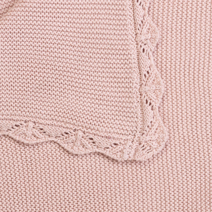 שמיכה סרוגה לעגלה  ורוד