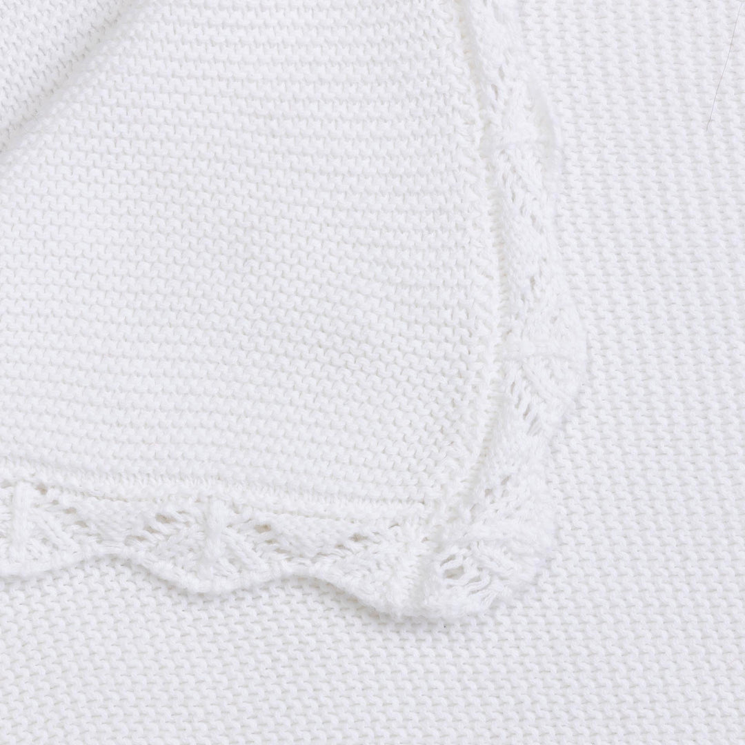 שמיכה סרוגה לעגלה  שמנת