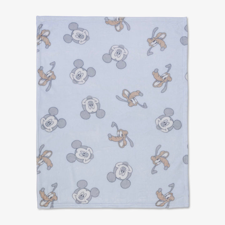 שמיכת קורל פליז לעגלה מיקי תכלת