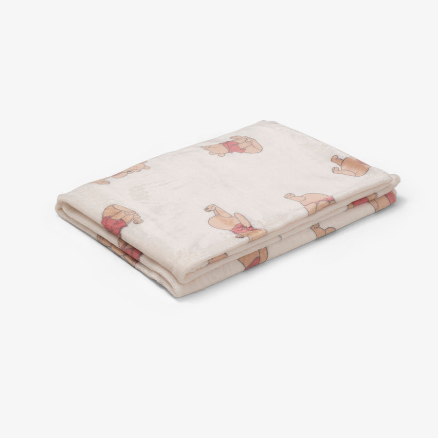 שמיכת קורל פליז למיטה פו הדב שמנת