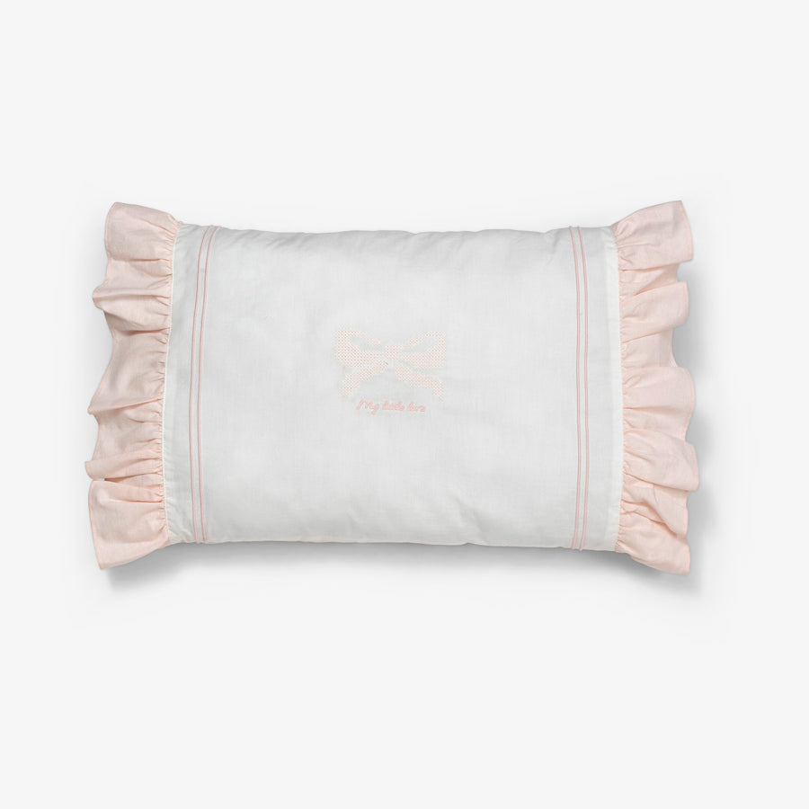 כרית נוי עם רקמת פפיון