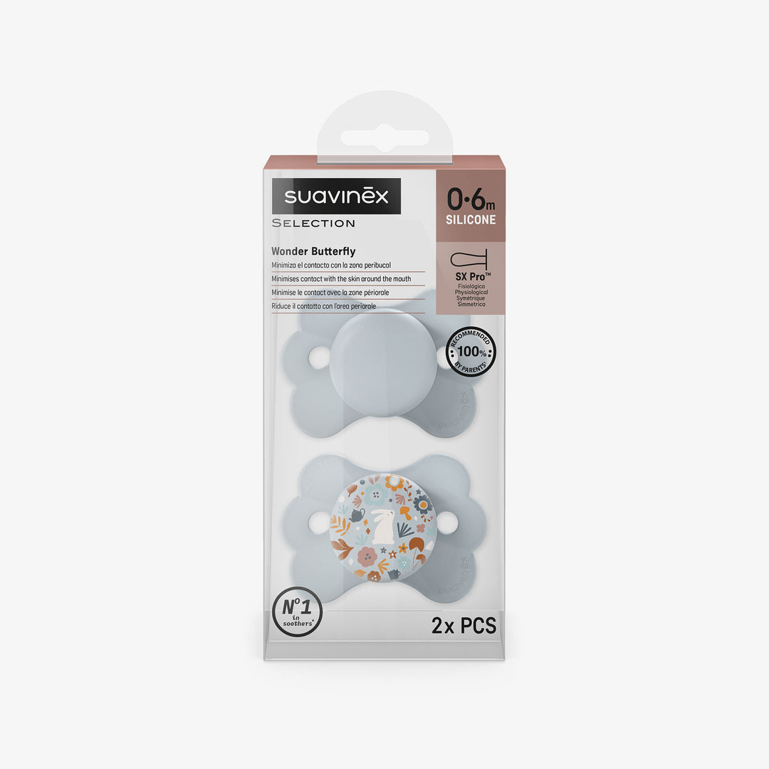 זוג מוצצים 0-6 וונדרלנד תכלת/בז'