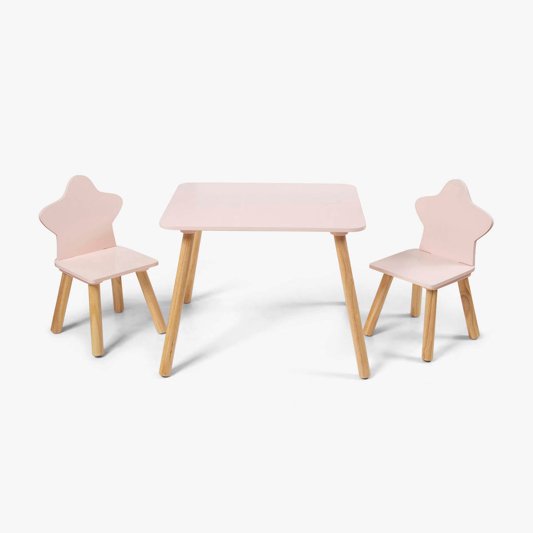 שולחן מרובע + 2 כסאות ורוד כוכב