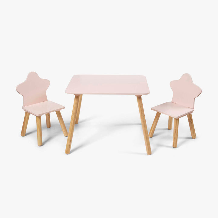 שולחן מרובע + 2 כסאות ורוד כוכב