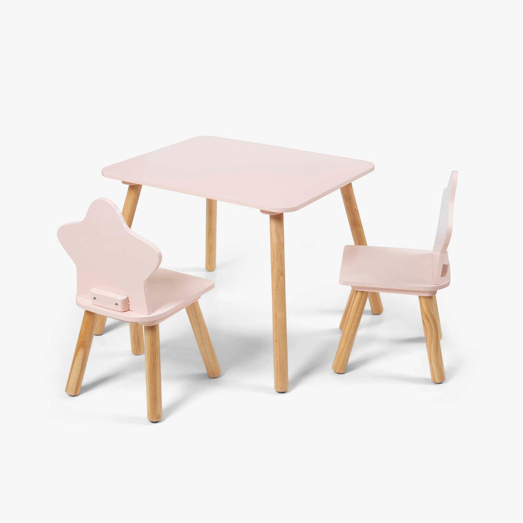 שולחן מרובע + 2 כסאות ורוד כוכב