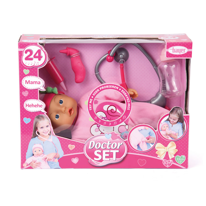 בובת תינוק מדברת וסט רופא 33 סמ