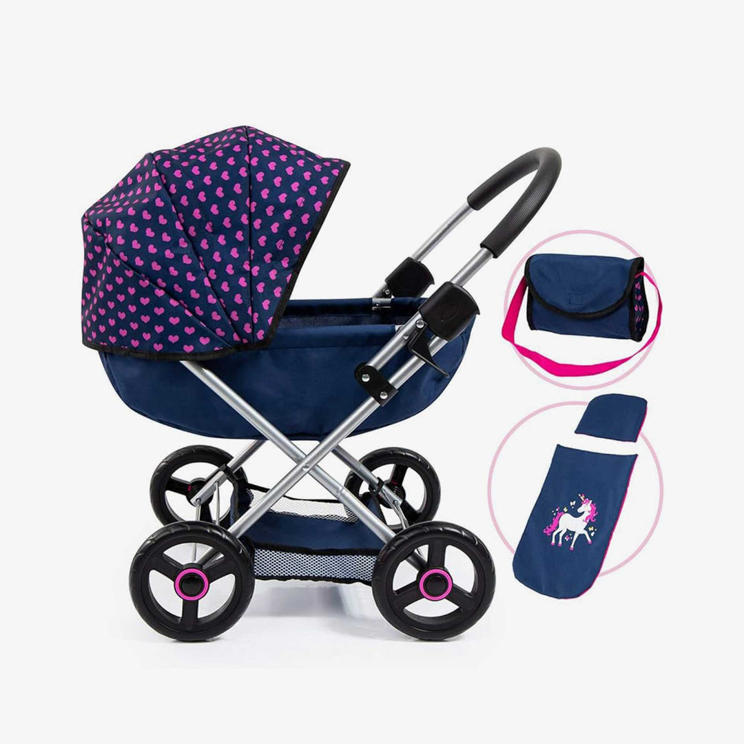 עגלת בובה כחול ורוד