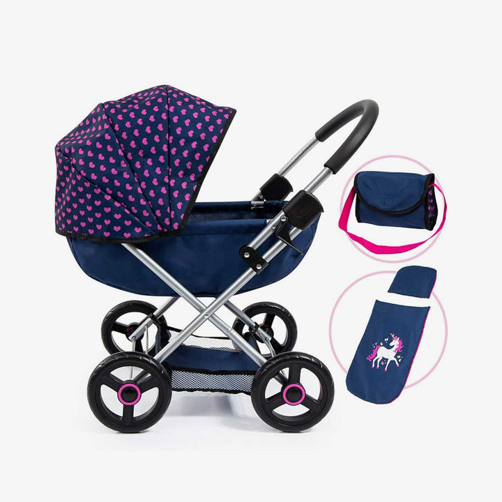 עגלת בובה כחול ורוד