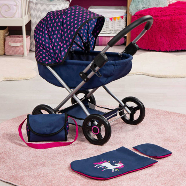 עגלת בובה כחול ורוד