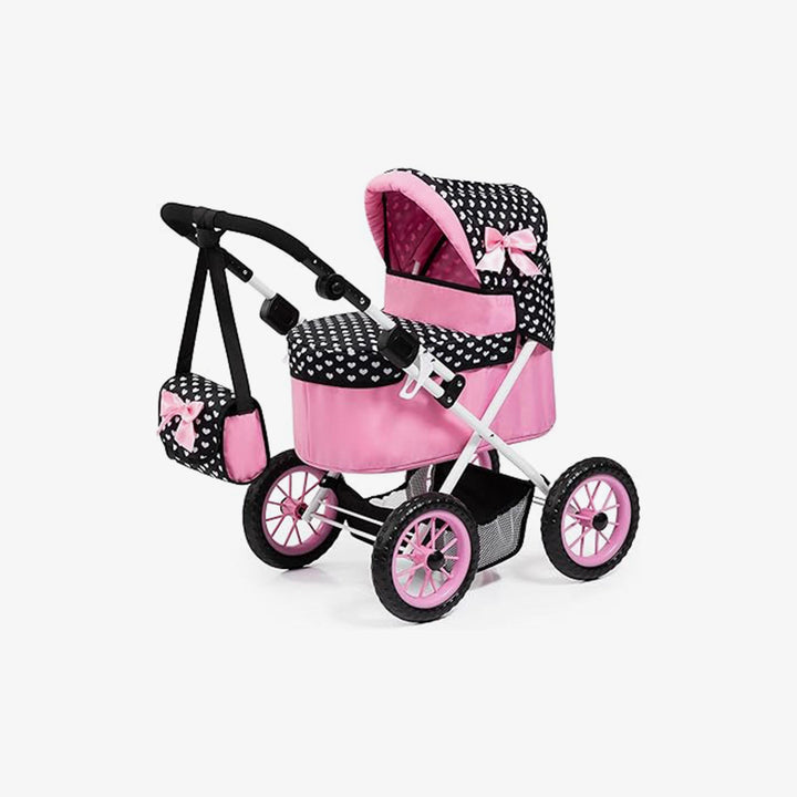 עגלת בובה מפוארת שחור ורוד