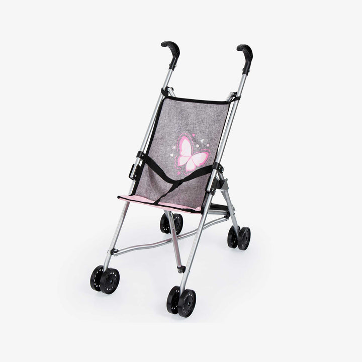 טיולון לבובה אפור פרפרים