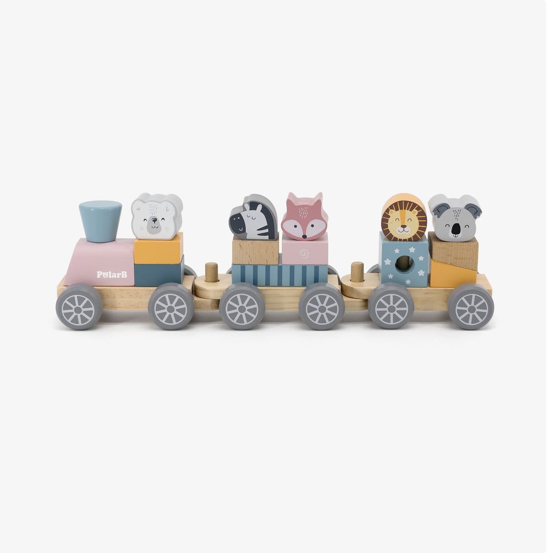 רכבת קוביות צבעי פסטל מעץ