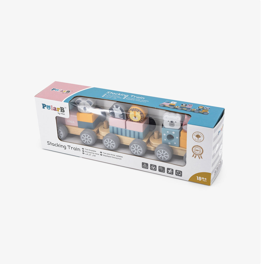 רכבת קוביות צבעי פסטל מעץ