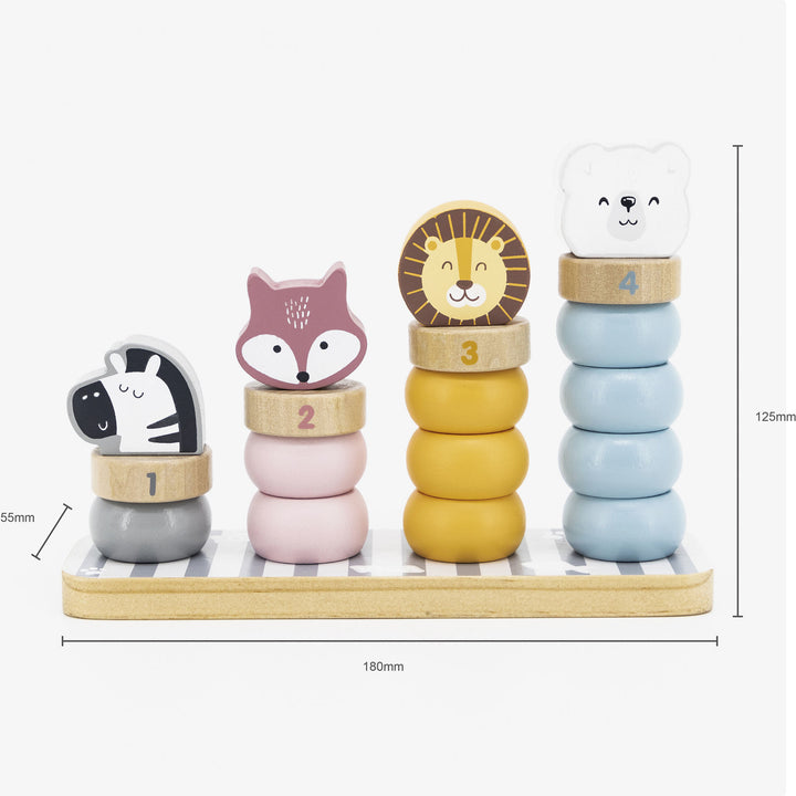 השחלת טבעות מעץ ספירה וצבעים