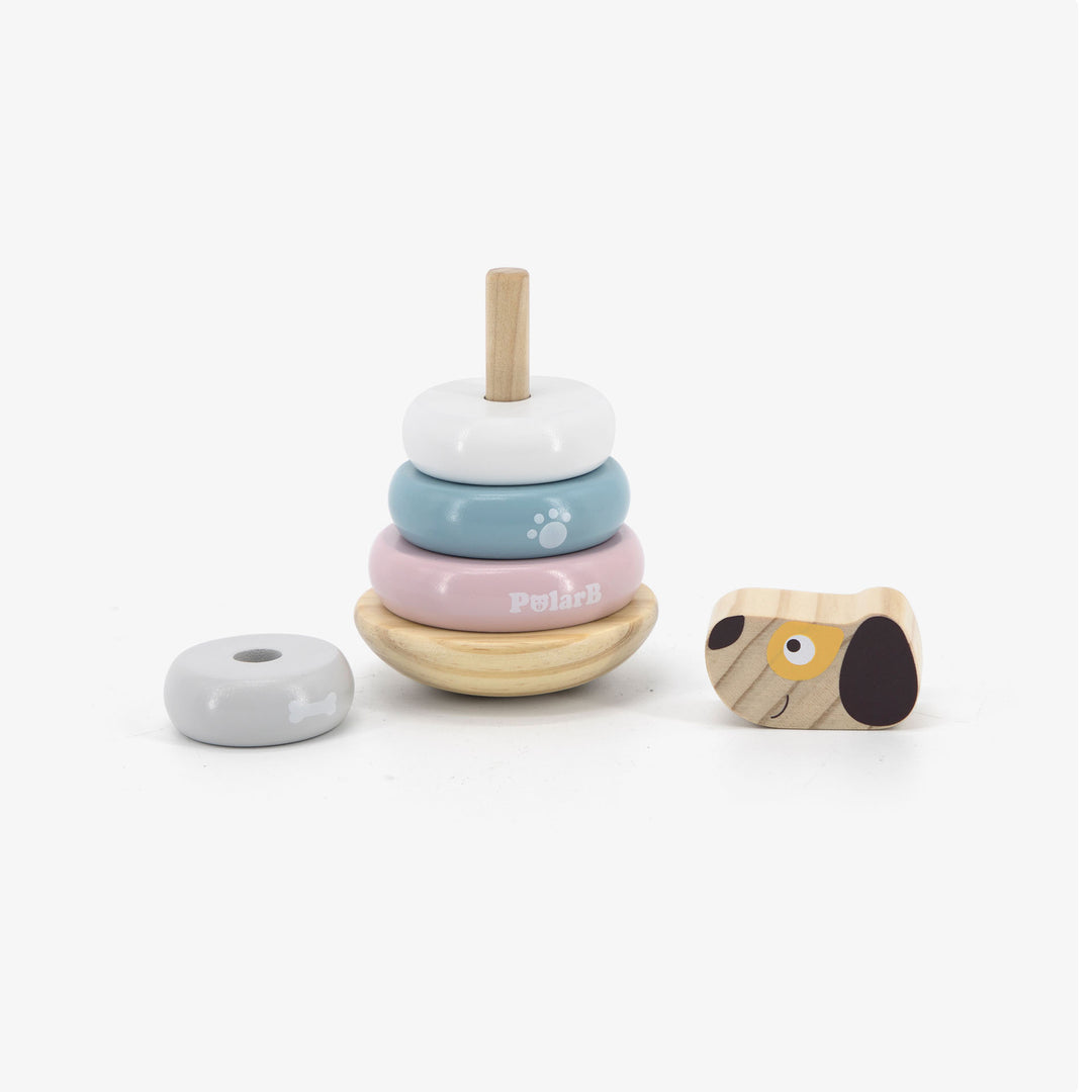 מגדל טבעות מעץ צבעי פסטל