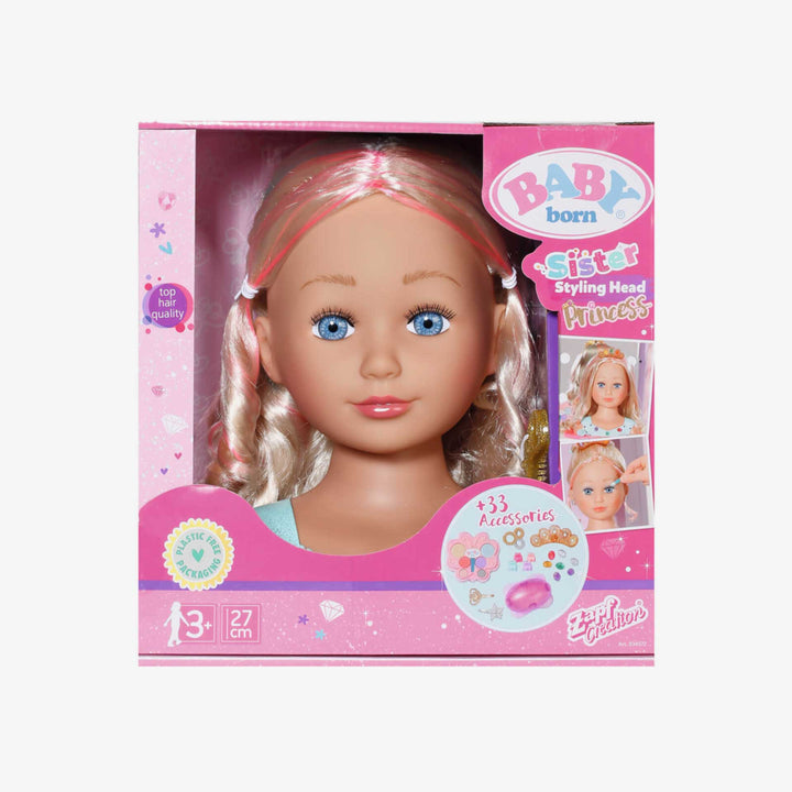 ראש בובה נסיכה עם אביזרים