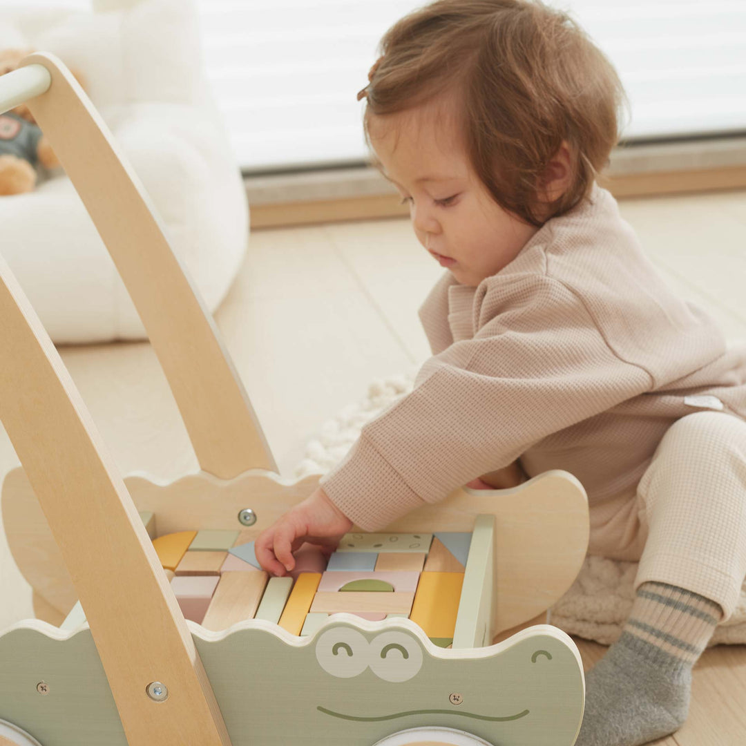 עגלת קוביות עץ תנין