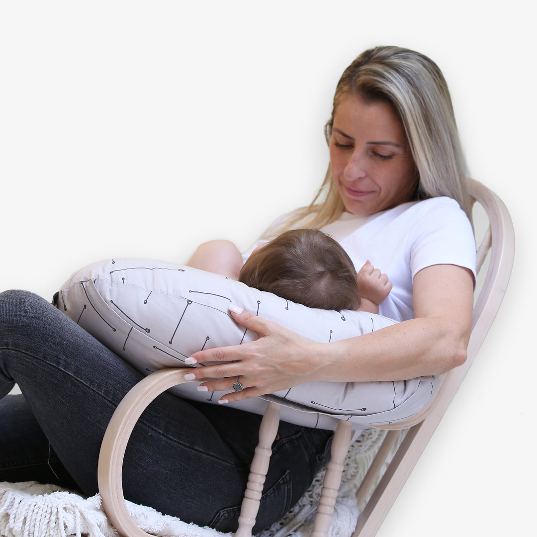 כרית הנקה קומפקט פסים אפור בז'