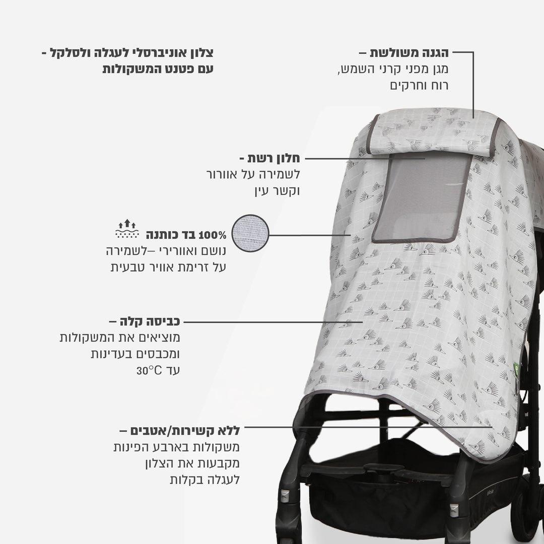צלון לעגלה קיפודים אפורים