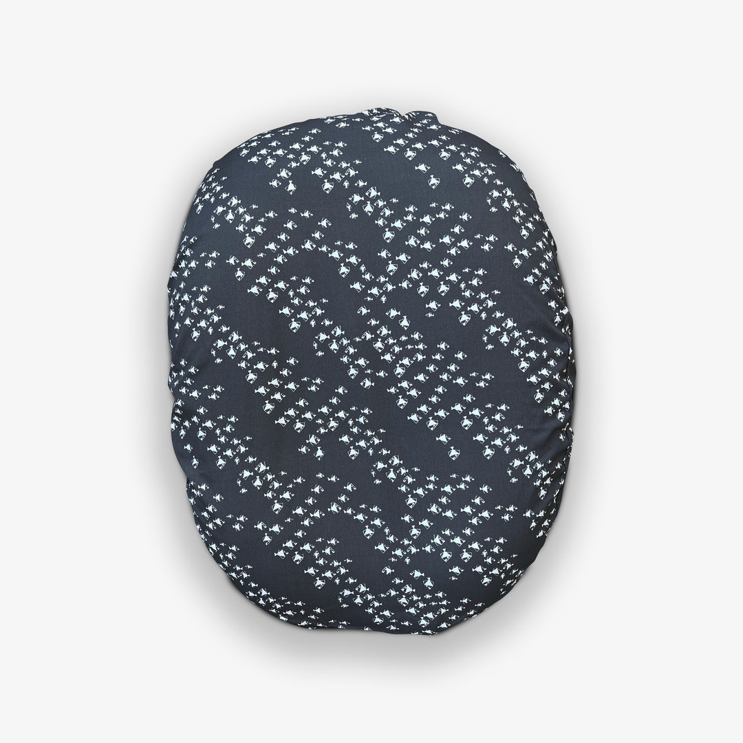 ציפית הפלא לכרית הנקה דגים לבנים על אפור