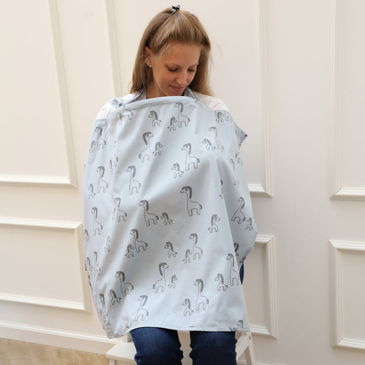 סינר הנקה טרנדי זברה אפור על תכלת