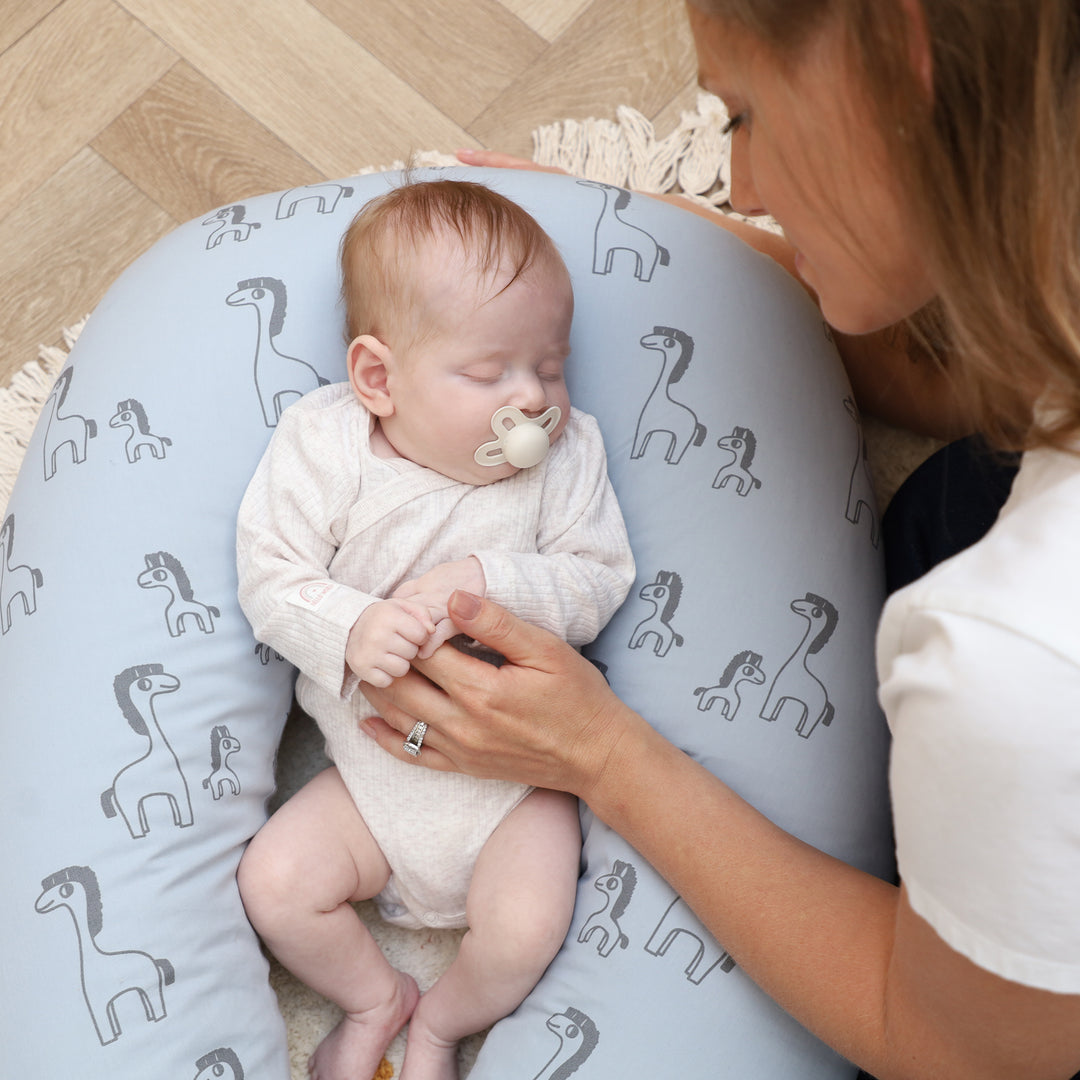 כרית הנקה זברה אפור על תכלת