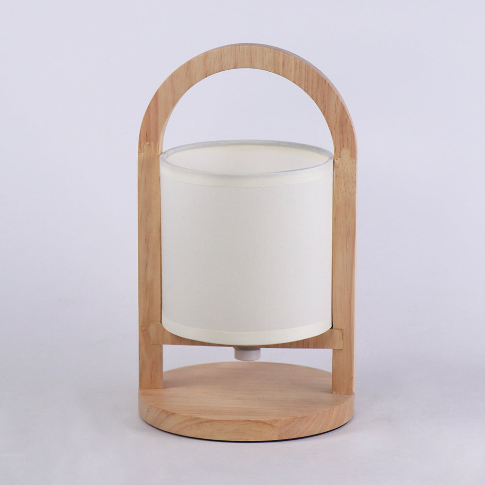 מנורת שולחן מעץ עם אהיל בד