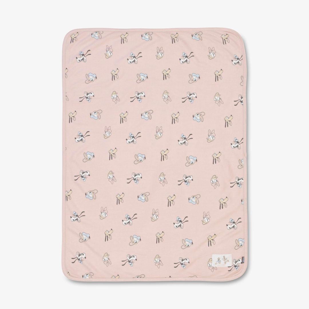 שמיכת וופל לעגלה דייזי ורוד