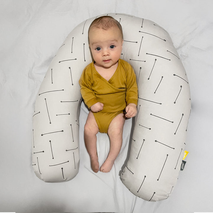 כרית הנקה פסים אפור בז'