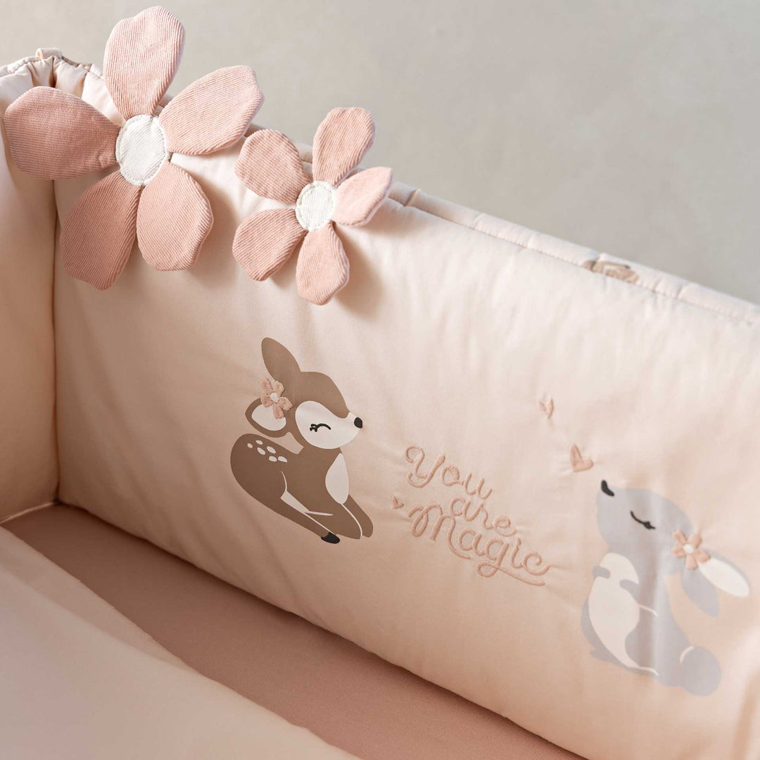 סט מצעים לעריסה חיות ורוד