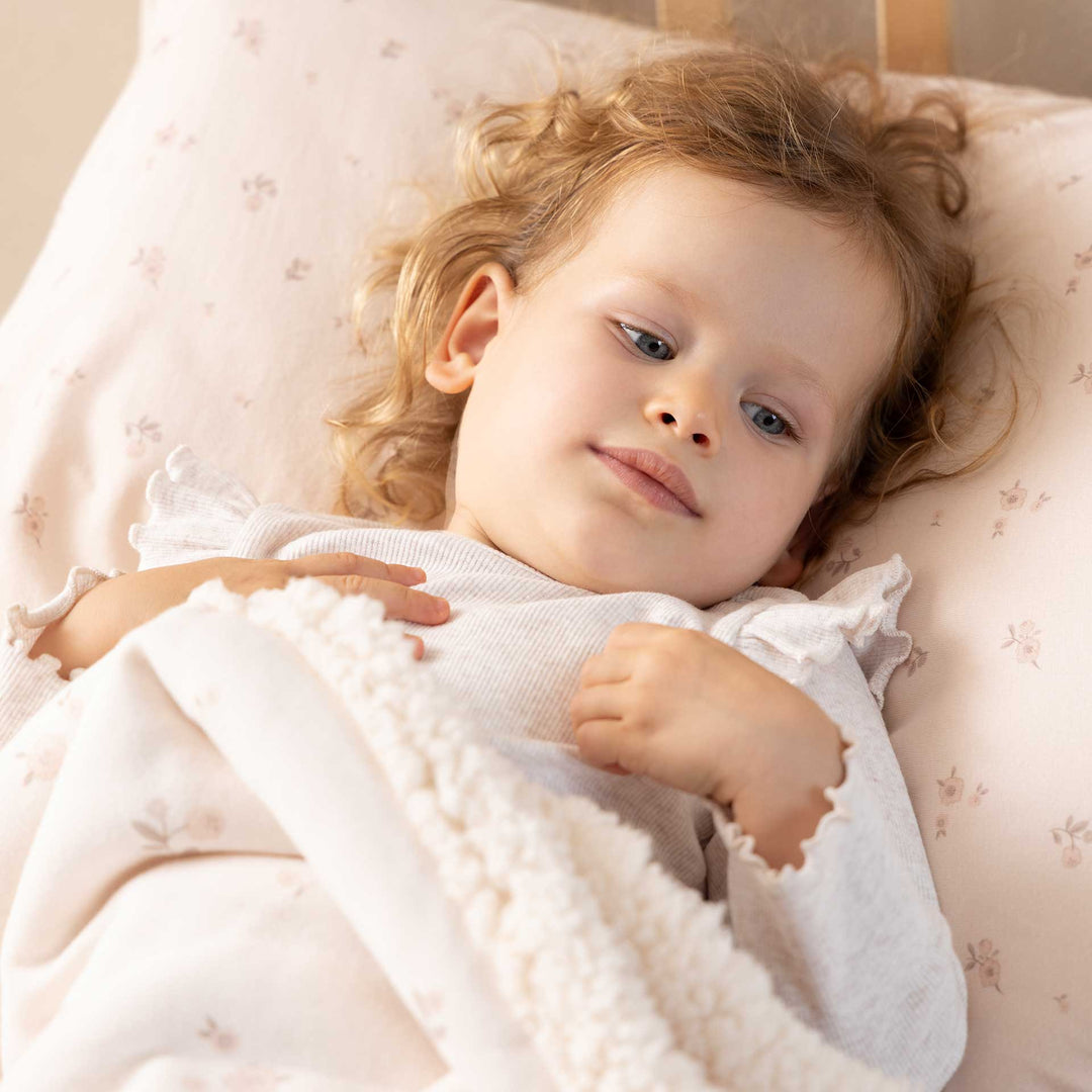 שמיכת פרווה דו-צדדית לעגלה פרחים ורוד