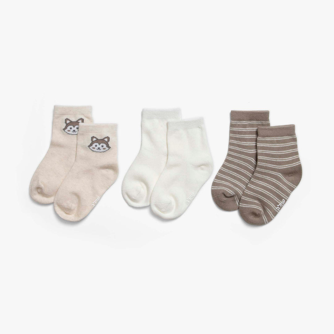 מארז גרביים לתנוקות בהדפס שועל