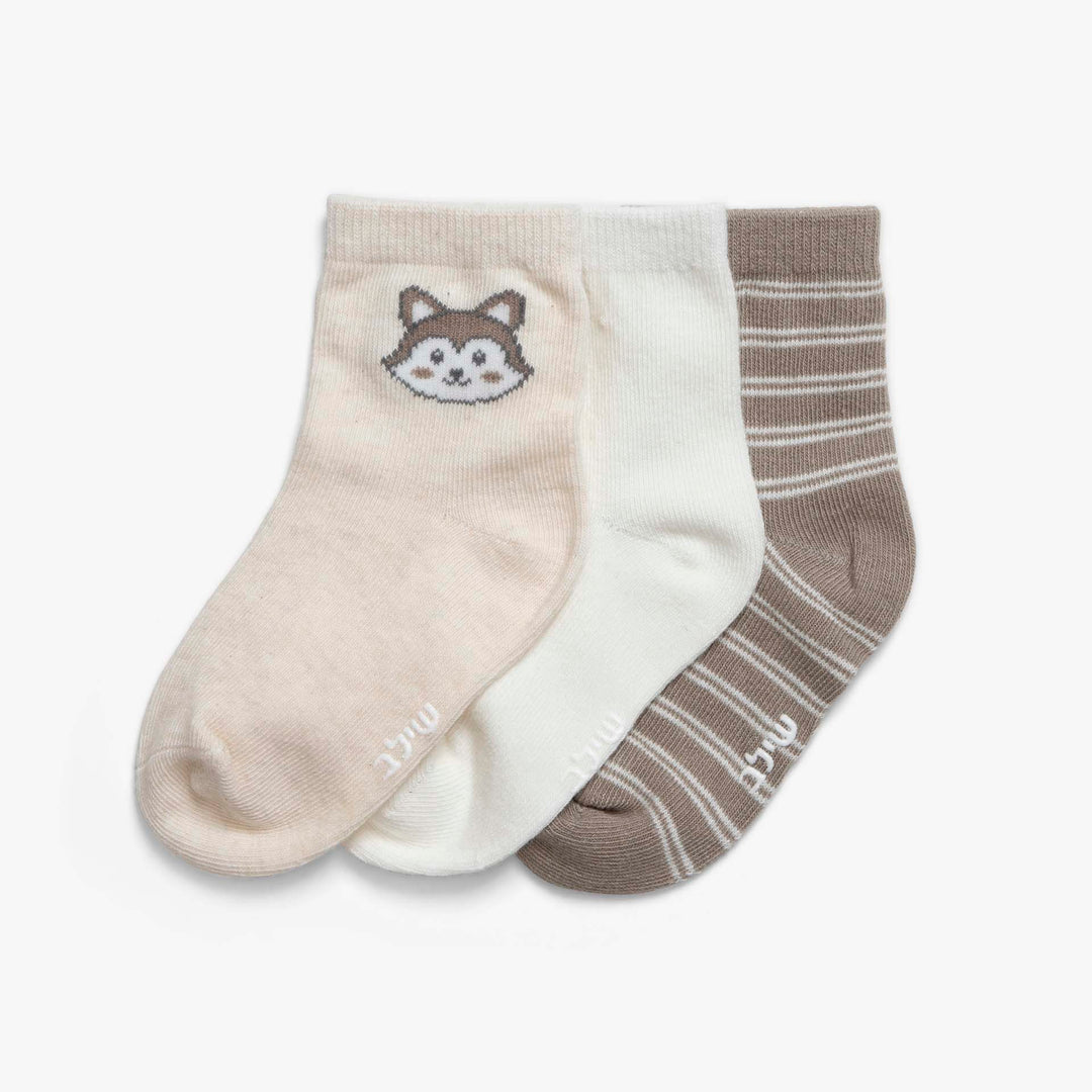 מארז גרביים לתנוקות בהדפס שועל