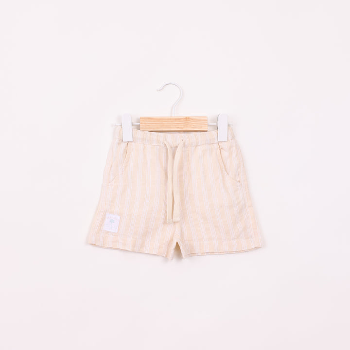 סט חולצה ומכנסיים פסים בז'