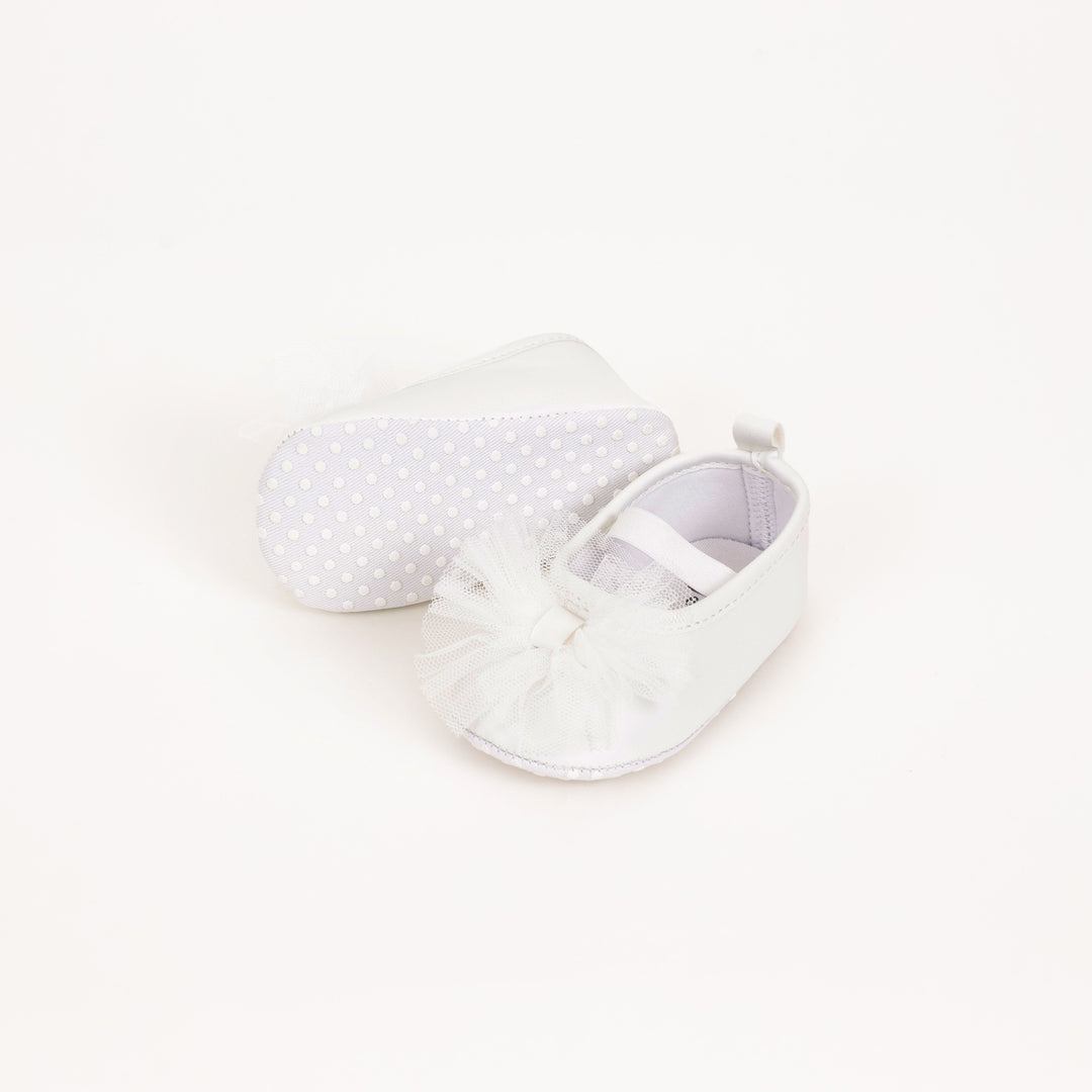 נעלי בובה לבנות עם פפיון בד טול