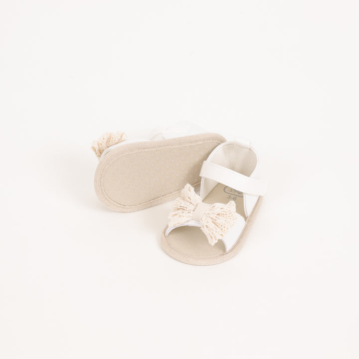 סנדלי בד בגוון אבן עם פפיון קרושה