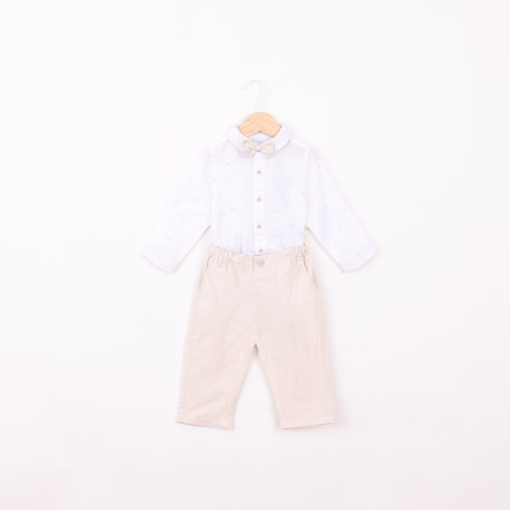 סט אוברול ובגד גוף חום קאמל