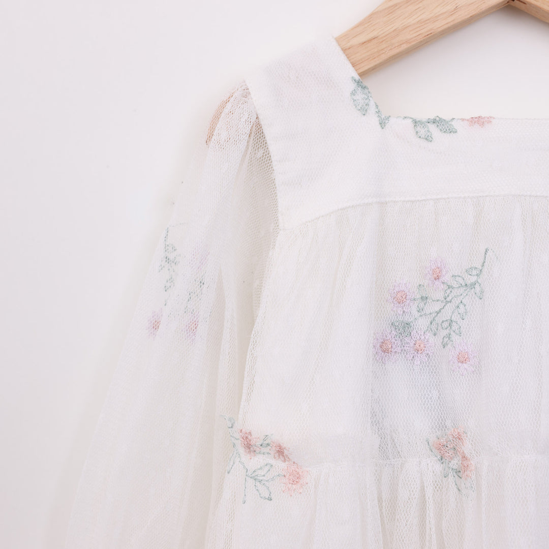 שמלת תינוקות חגיגית בעיצוב רקמת פרחים