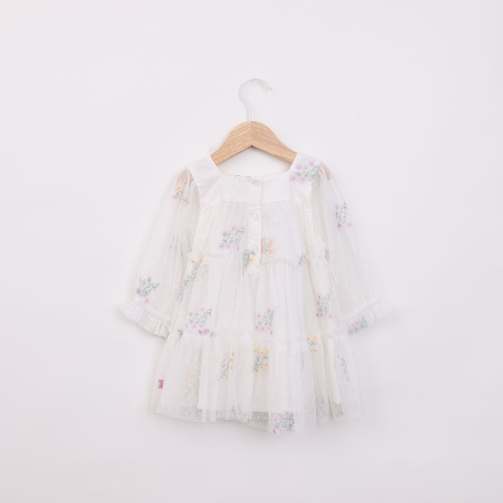 שמלת תינוקות חגיגית בעיצוב רקמת פרחים