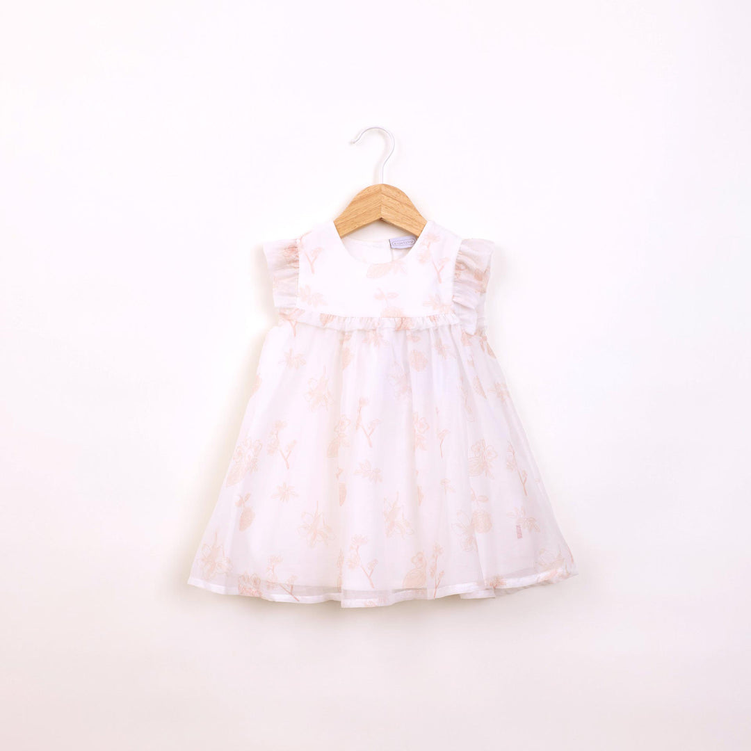 שמלה חגיגית בהדפס פרחים ועלים