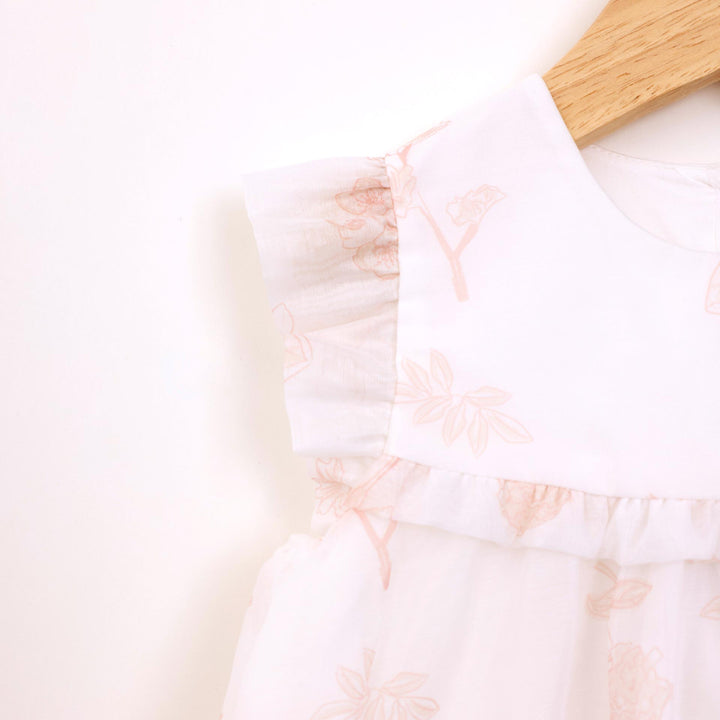 שמלה חגיגית בהדפס פרחים ועלים