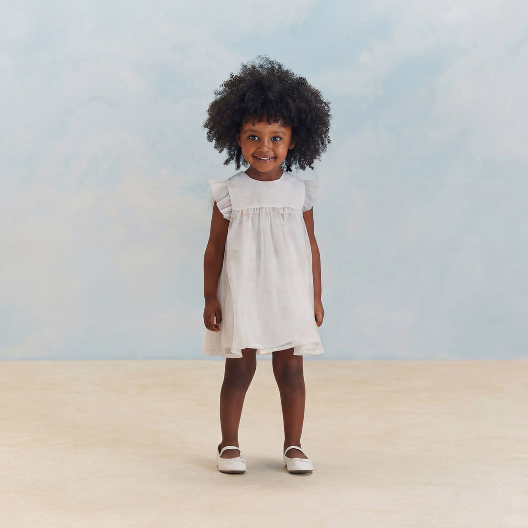 שמלה חגיגית בהדפס פרחים ועלים