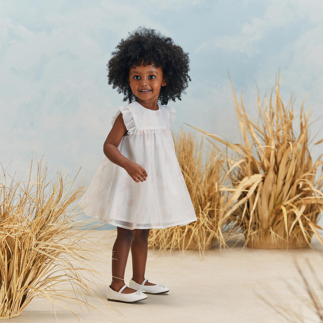 שמלה חגיגית בהדפס פרחים ועלים