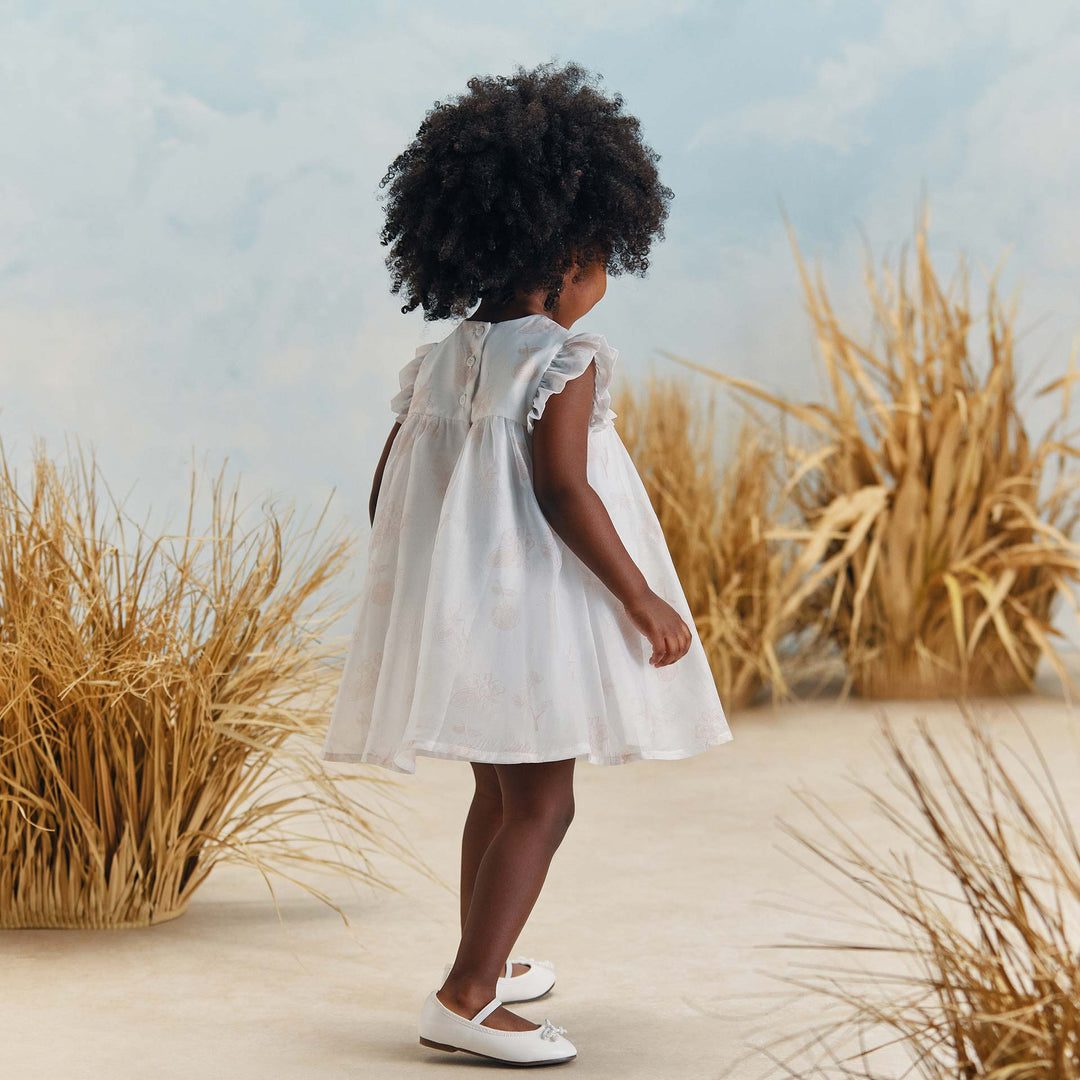 שמלה חגיגית בהדפס פרחים ועלים