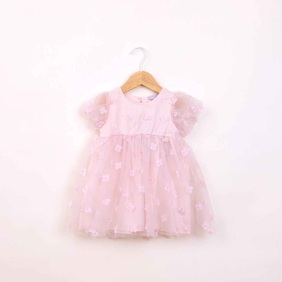 שמלה חגיגית עם שכבת טול ופרחים